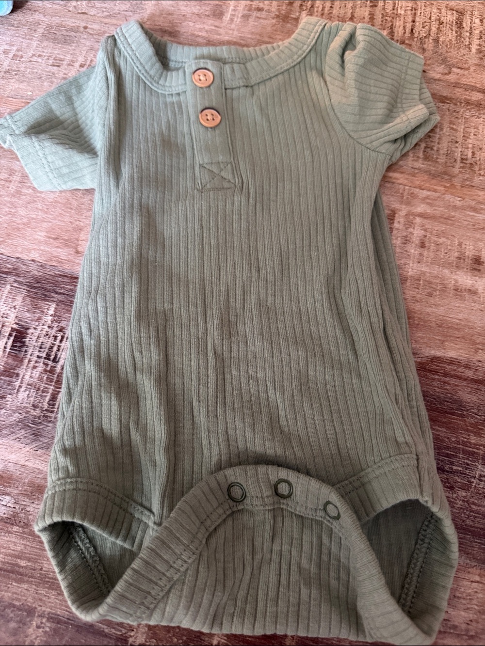 Cat & Jack Sage Green Ribbed Baby Bodysuit with Button Front
